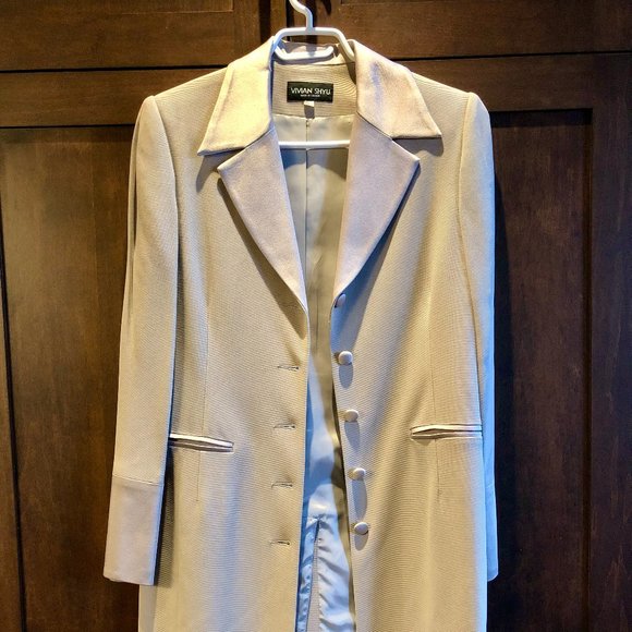 Creamy Grey Long Vintage 90s Jacket - Picture 1 of 4